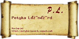 Petyka Lénárd névjegykártya